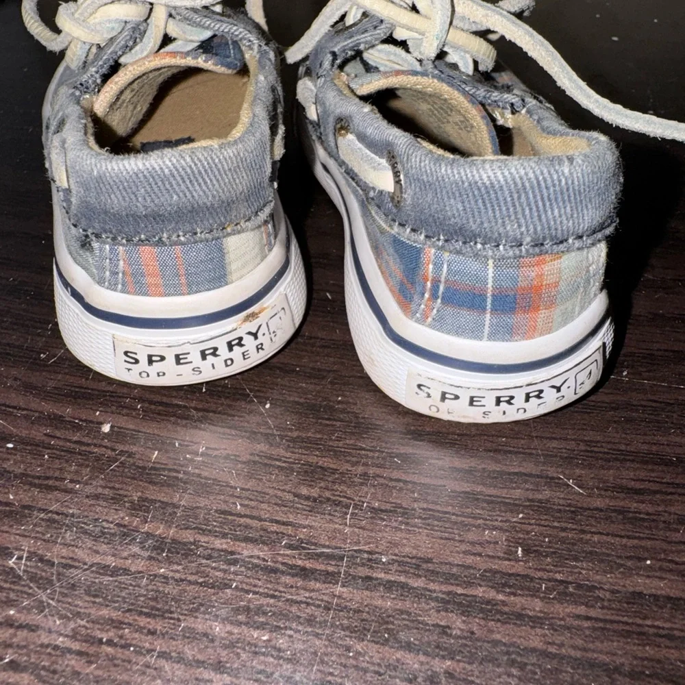 Sperry Blue Plaid Kids Sneakers - Picture 2 of 4